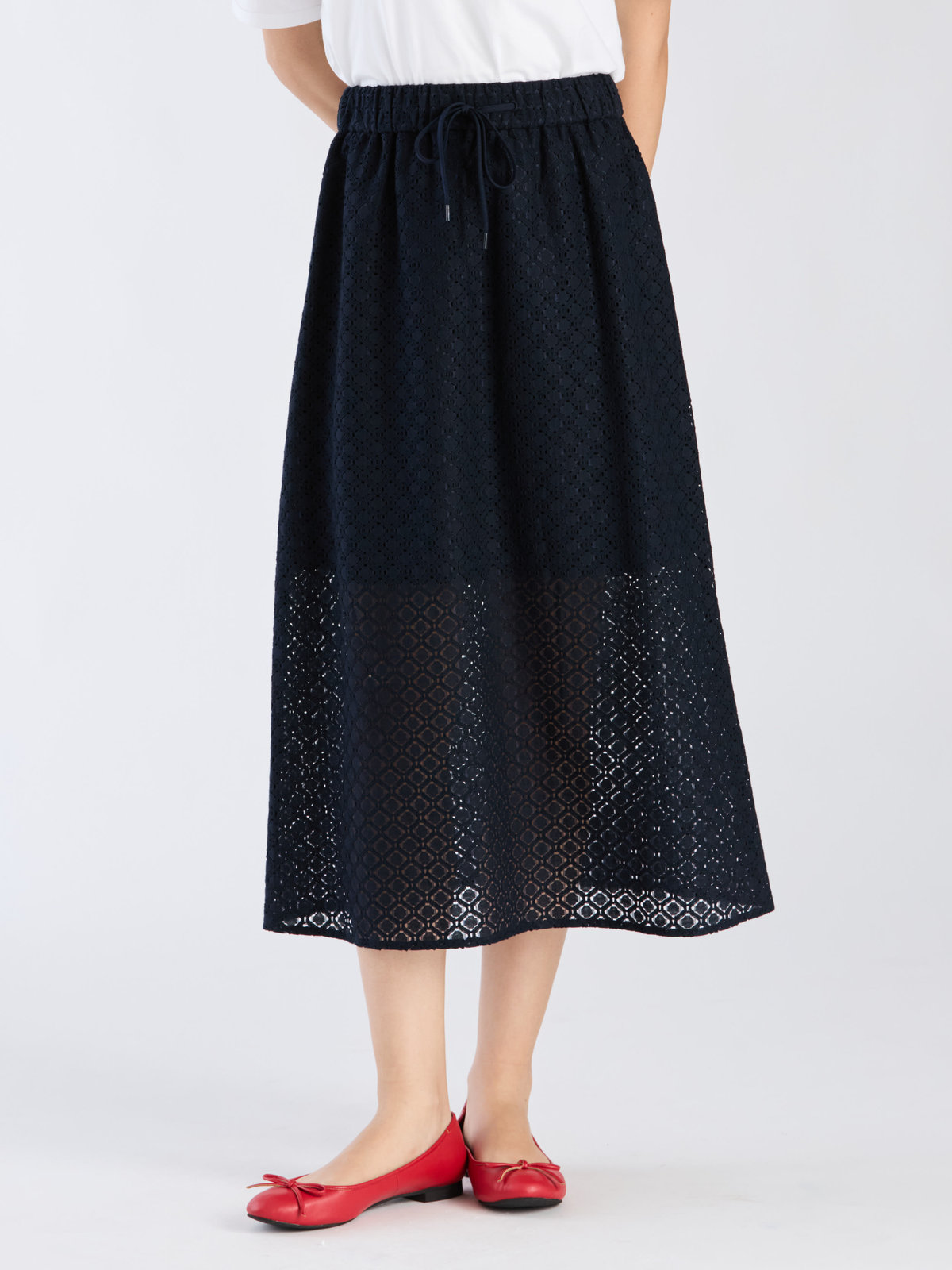 To b. by agnès b. 【Outlet】オプティカルレーススカート ネイビー