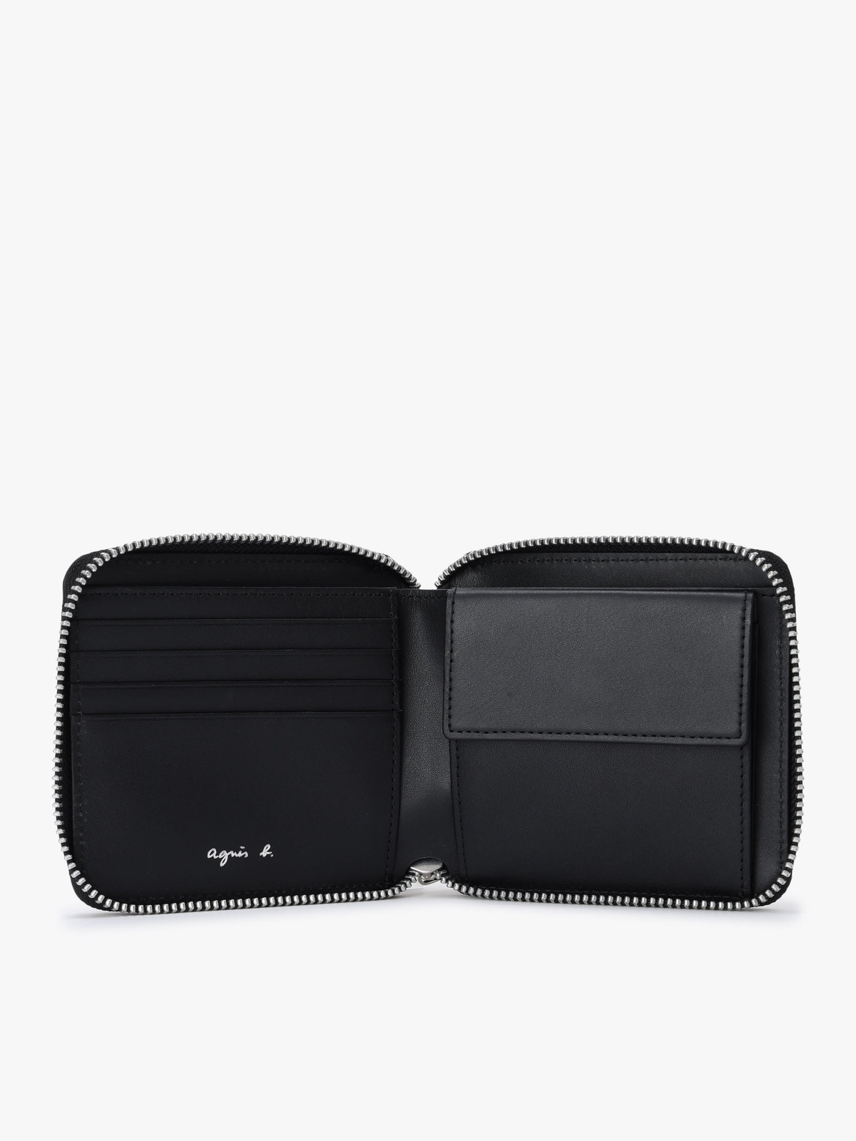 VOYAGE メンズ バッグ＆ウォレット 【Outlet】フォトプリント レザー ラウンドジップ 二つ折り  ウォレット ZAH04A-01 ブラック