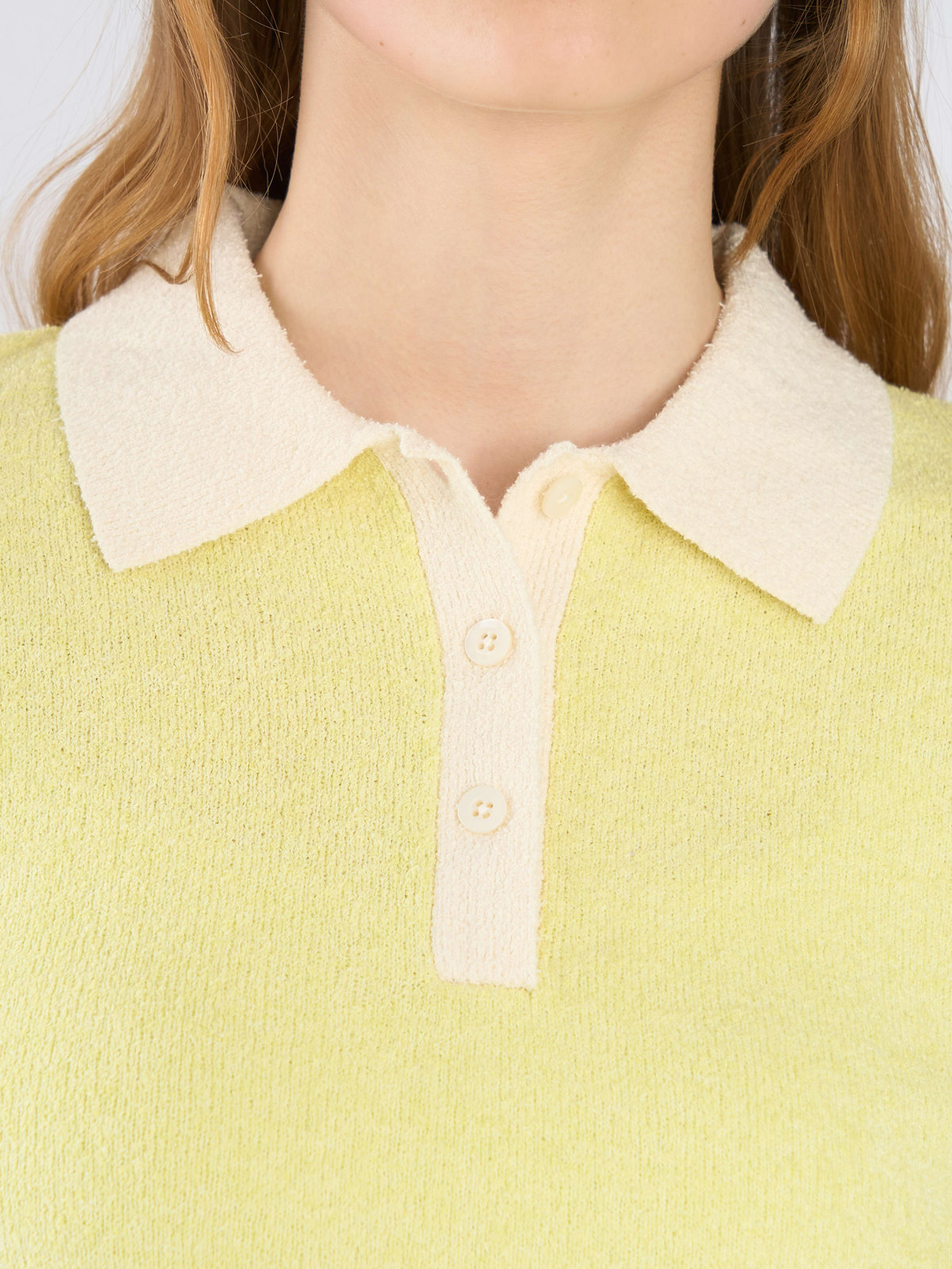 To b. by agnès b. バイカラー ポロ ニット プルオーバー イエロー