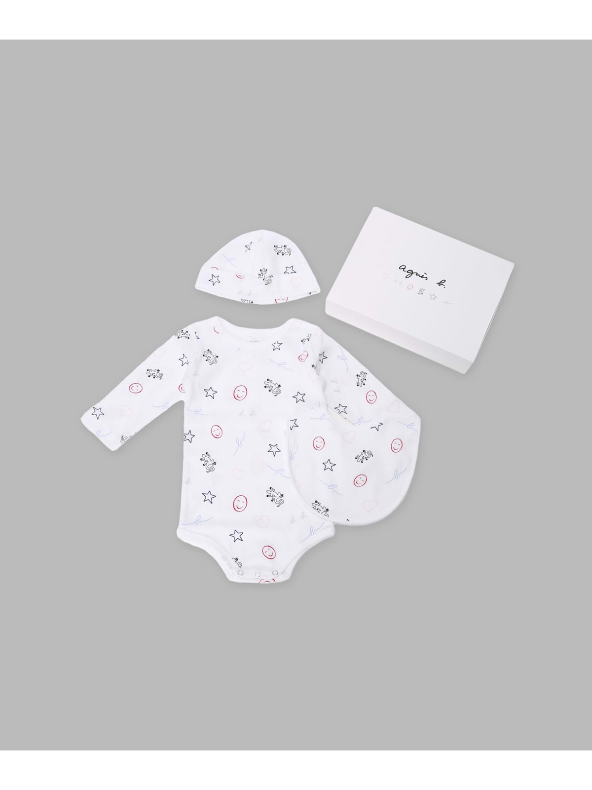 ENFANT ベビー WEB限定 ベビーギフトセット 長袖ボディ・ボネ・スタイ・哺乳瓶 4点セット ホワイト