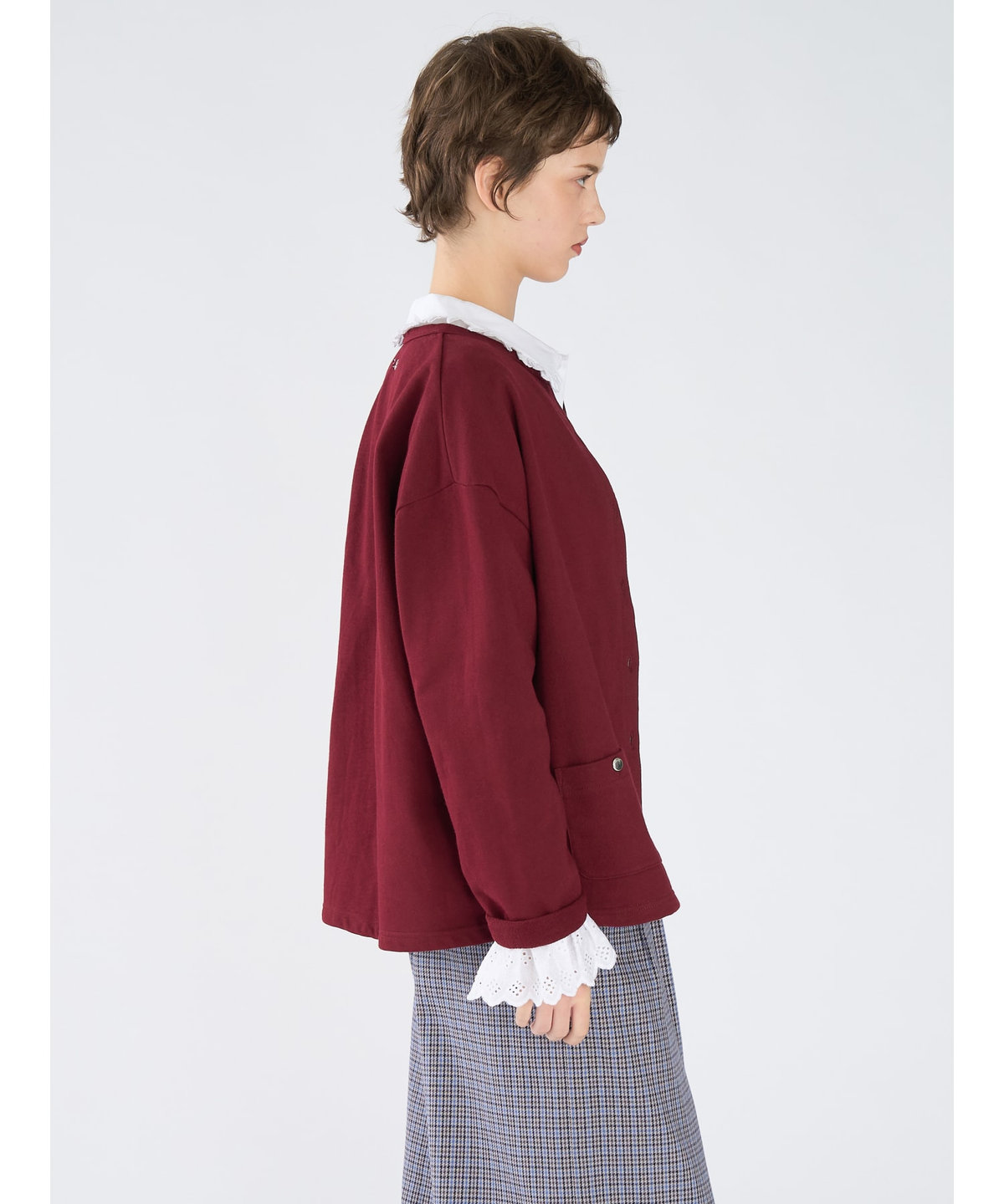 To b. by agnès b. To b. by agnes b.× green label relaxing コットン ビッグカーディガン ボルドー