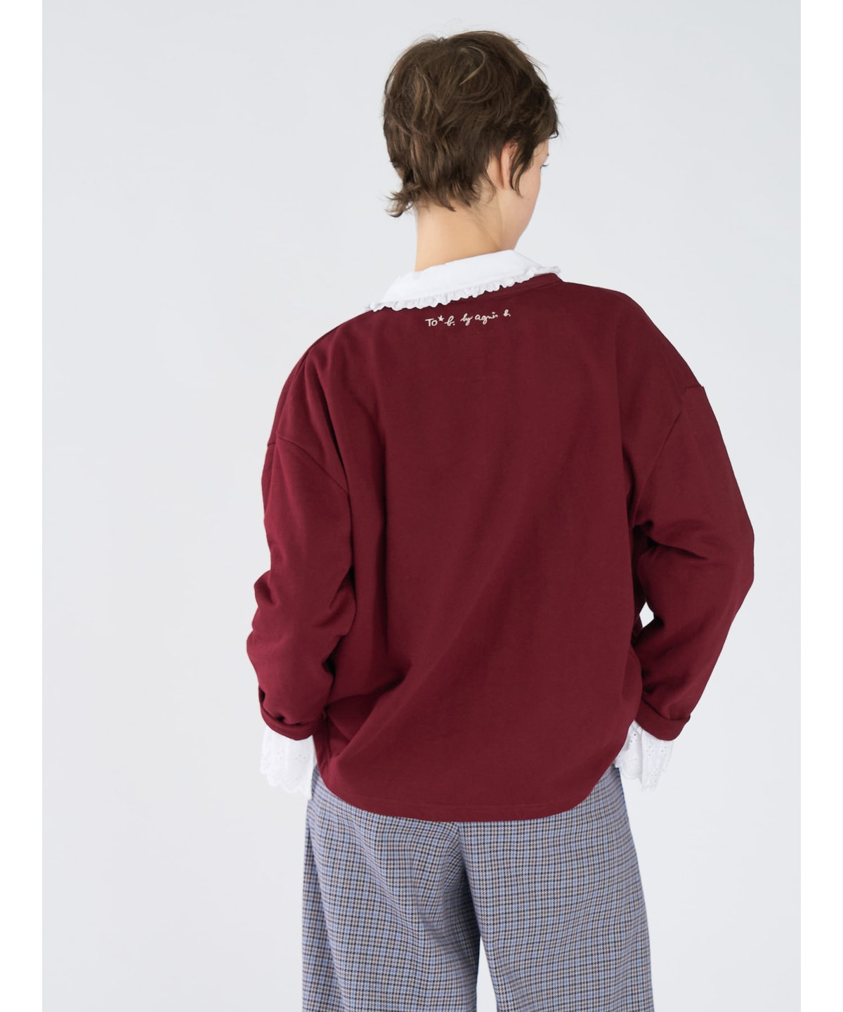 To b. by agnès b. To b. by agnes b.× green label relaxing コットン ビッグカーディガン ボルドー