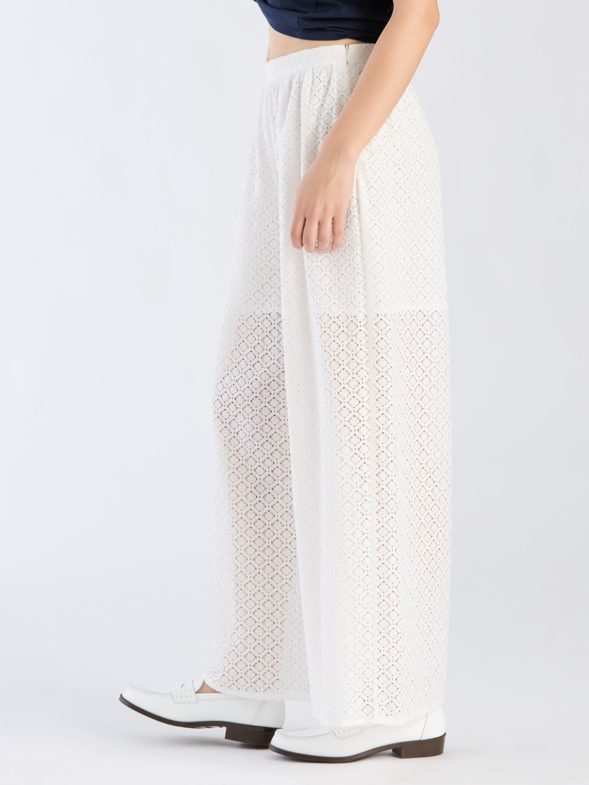 To b. by agnès b. 【Outlet】オプティカルレースパンツ ホワイト
