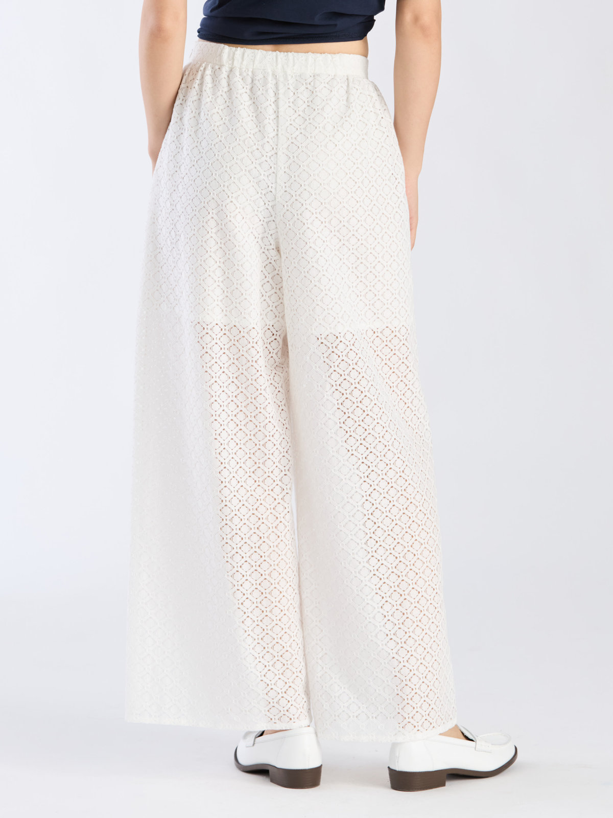 To b. by agnès b. 【Outlet】オプティカルレースパンツ ホワイト