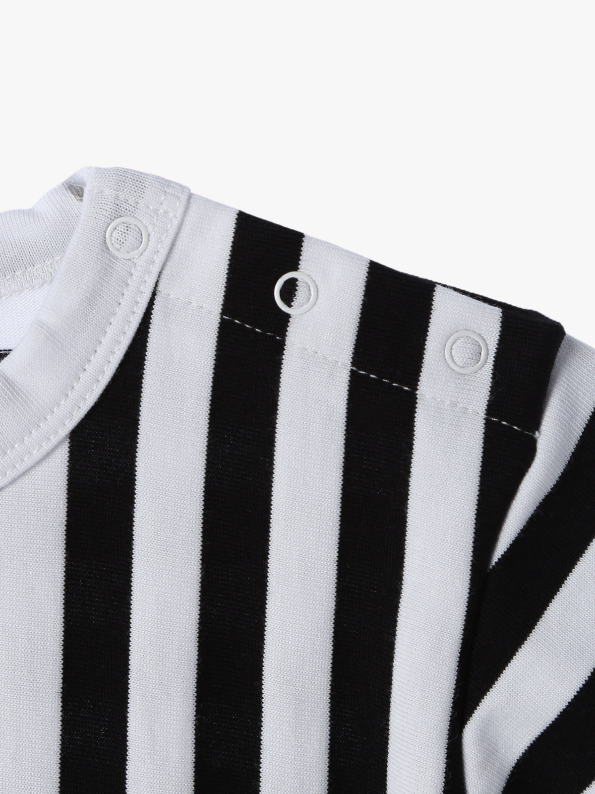 ENFANT ベビー ベビー 細ボーダー コットン 半袖 Tシャツ Lezard ホワイト×ブラック