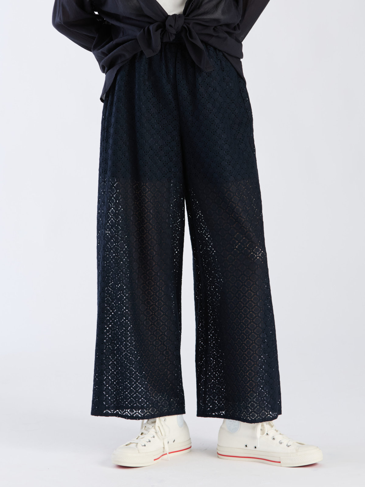 To b. by agnès b. 【Outlet】オプティカルレースパンツ ネイビー