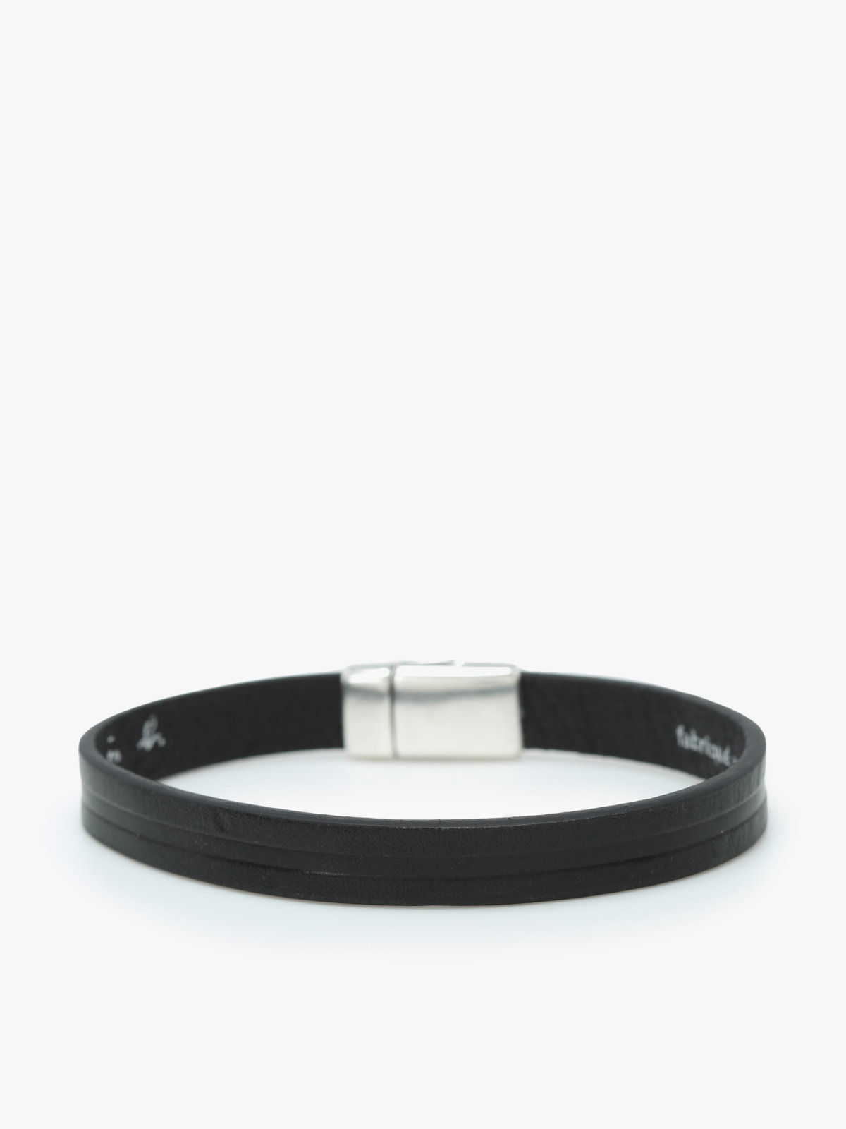 HOMME メンズ ”b.”ロゴ カーフスキンレザー ブレスレット ブラック