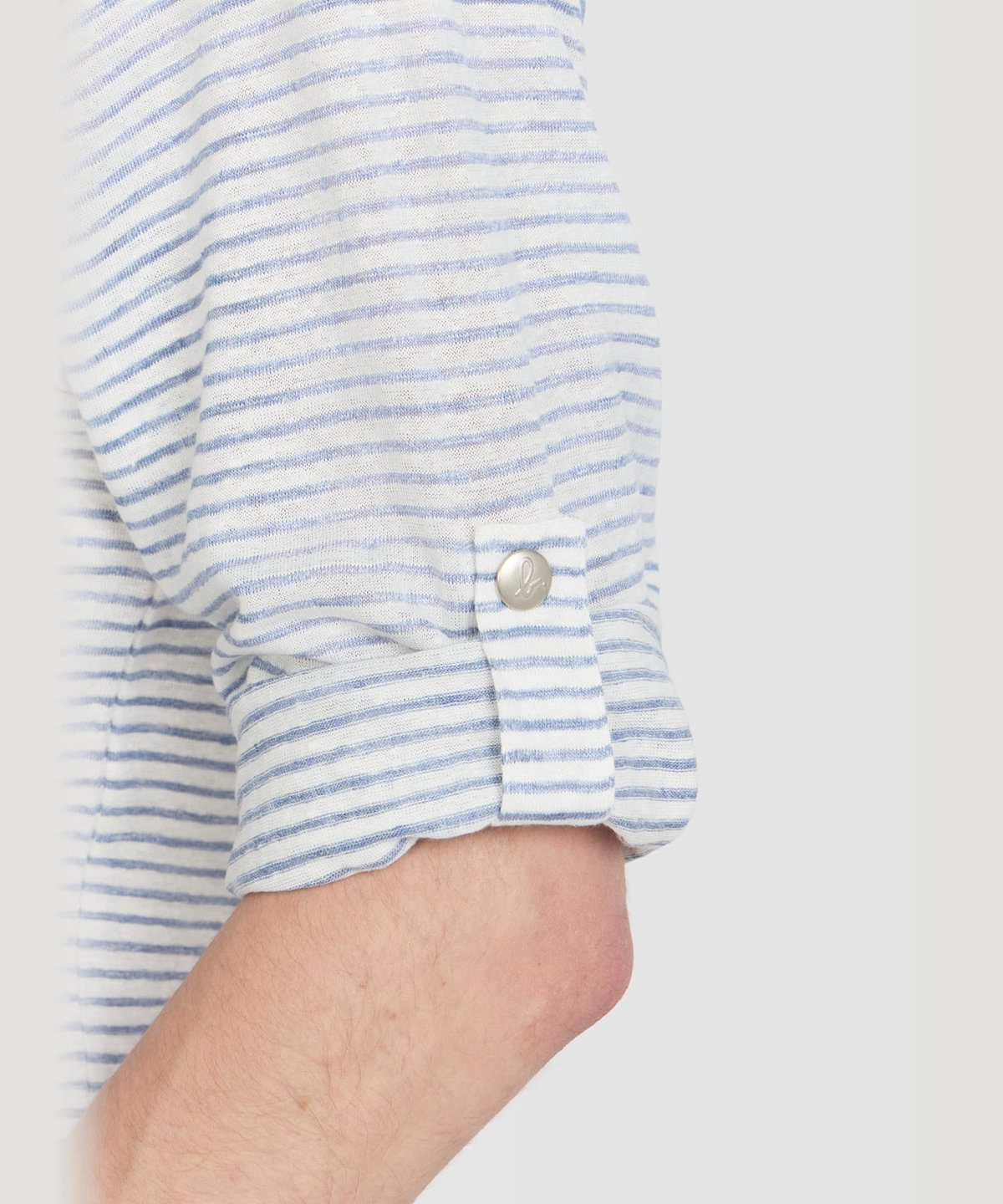 HOMME メンズ メンズ ボーダー リネンジャージー 長袖 Tシャツ "Epoxy" ネイビー