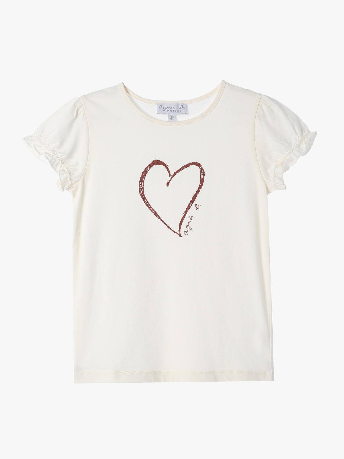 ENFANT ガールズ キッズ ハートプリント コットン 半袖 Tシャツ ホワイト