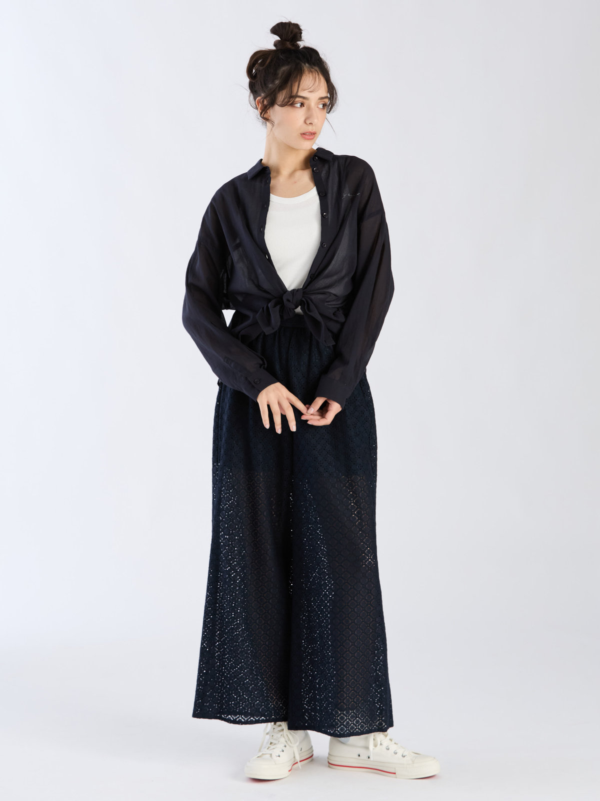 To b. by agnès b. 【Outlet】オプティカルレースパンツ ネイビー