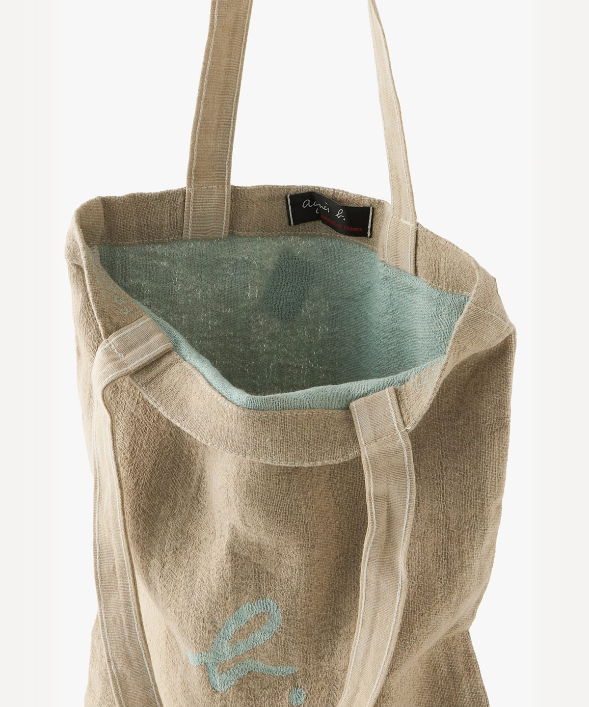 FEMME ウィメンズ "b."ロゴ リネン コットン キャンバス トートバッグ "Noe" ブルー