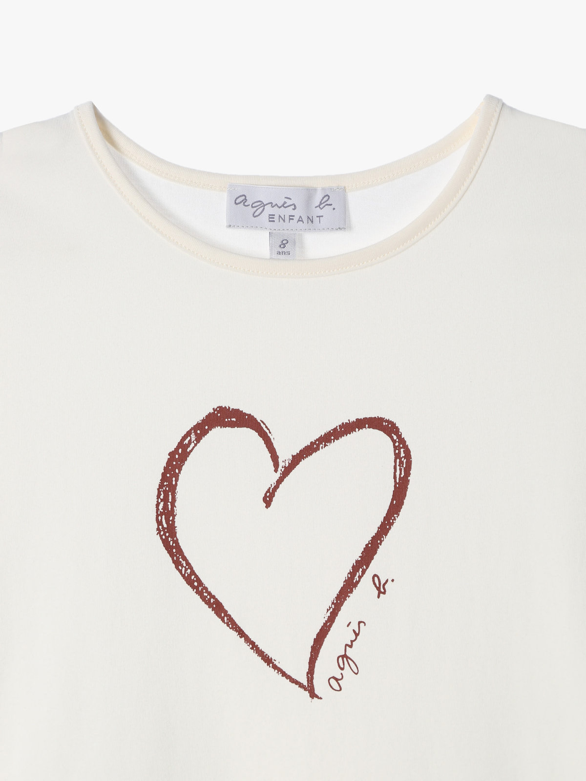 ENFANT ガールズ キッズ ハートプリント コットン 半袖 Tシャツ ホワイト