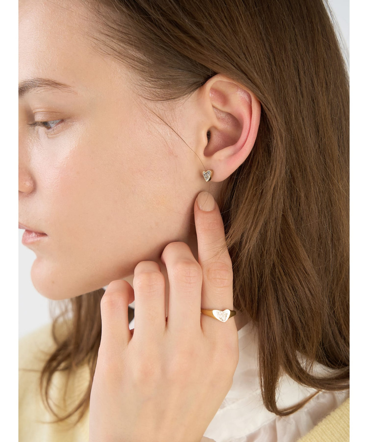 To b. by agnès b. グリッターハート ピアス ゴールド