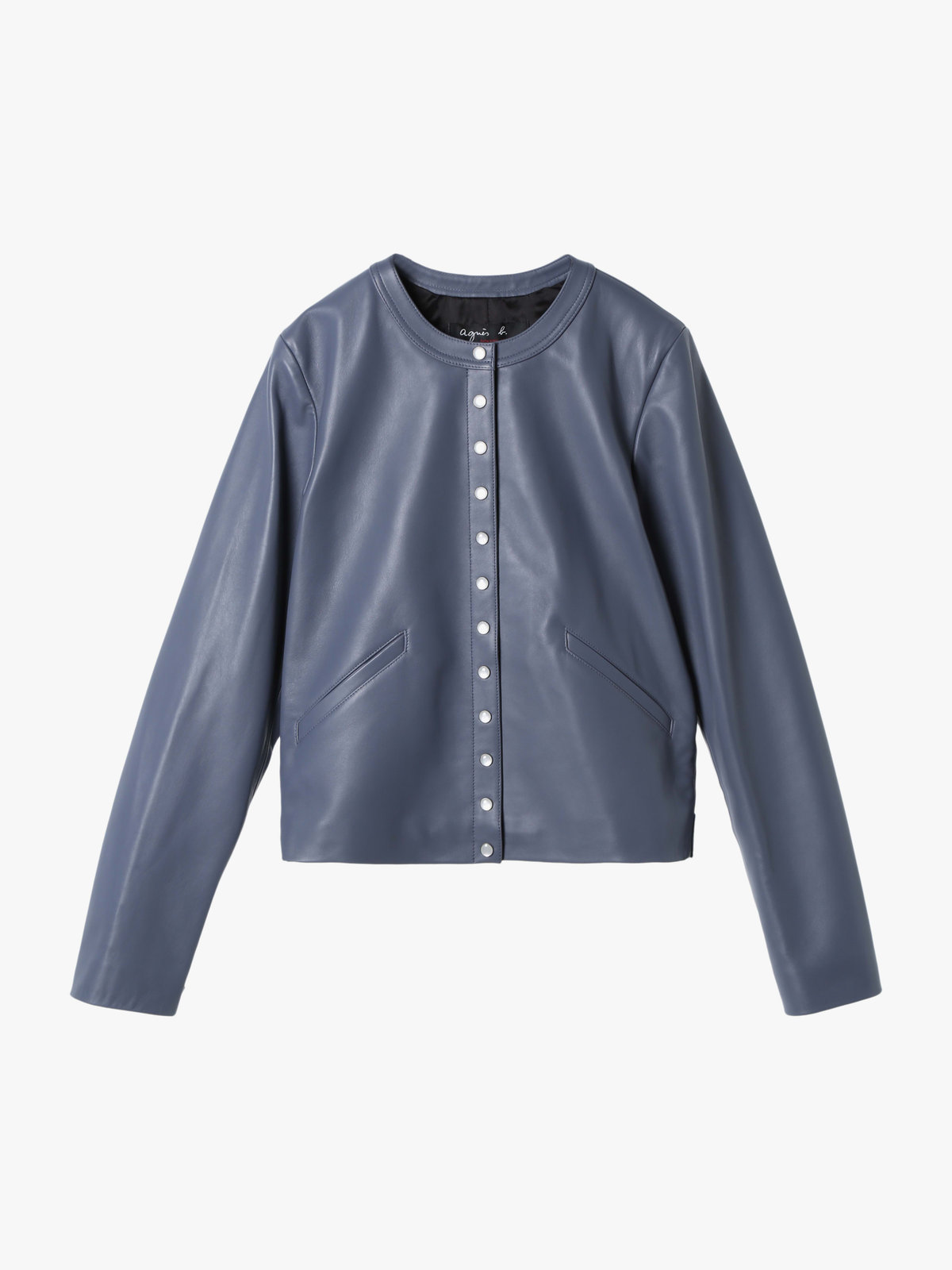 FEMME ウィメンズ ラムスキン レザー 長袖 カーディガンプレッション グレー