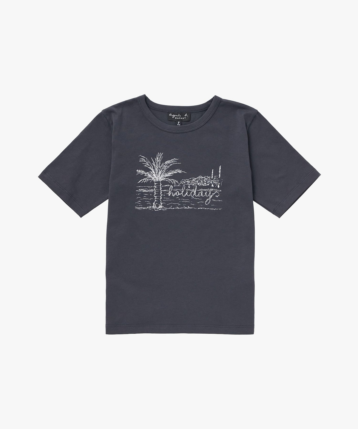 ENFANT ユニセックス キッズ プリント コットン 半袖 Tシャツ "Grand" グレー