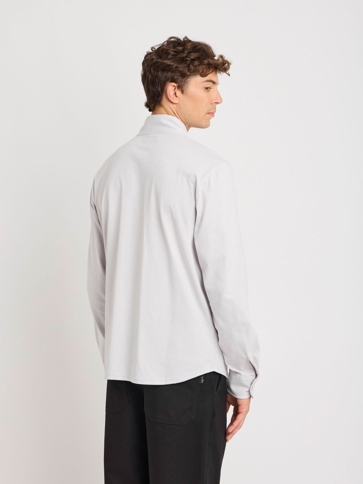 HOMME メンズ メンズ コットン 長袖 ハイネック シャツ ”Romeo” グレー系その他