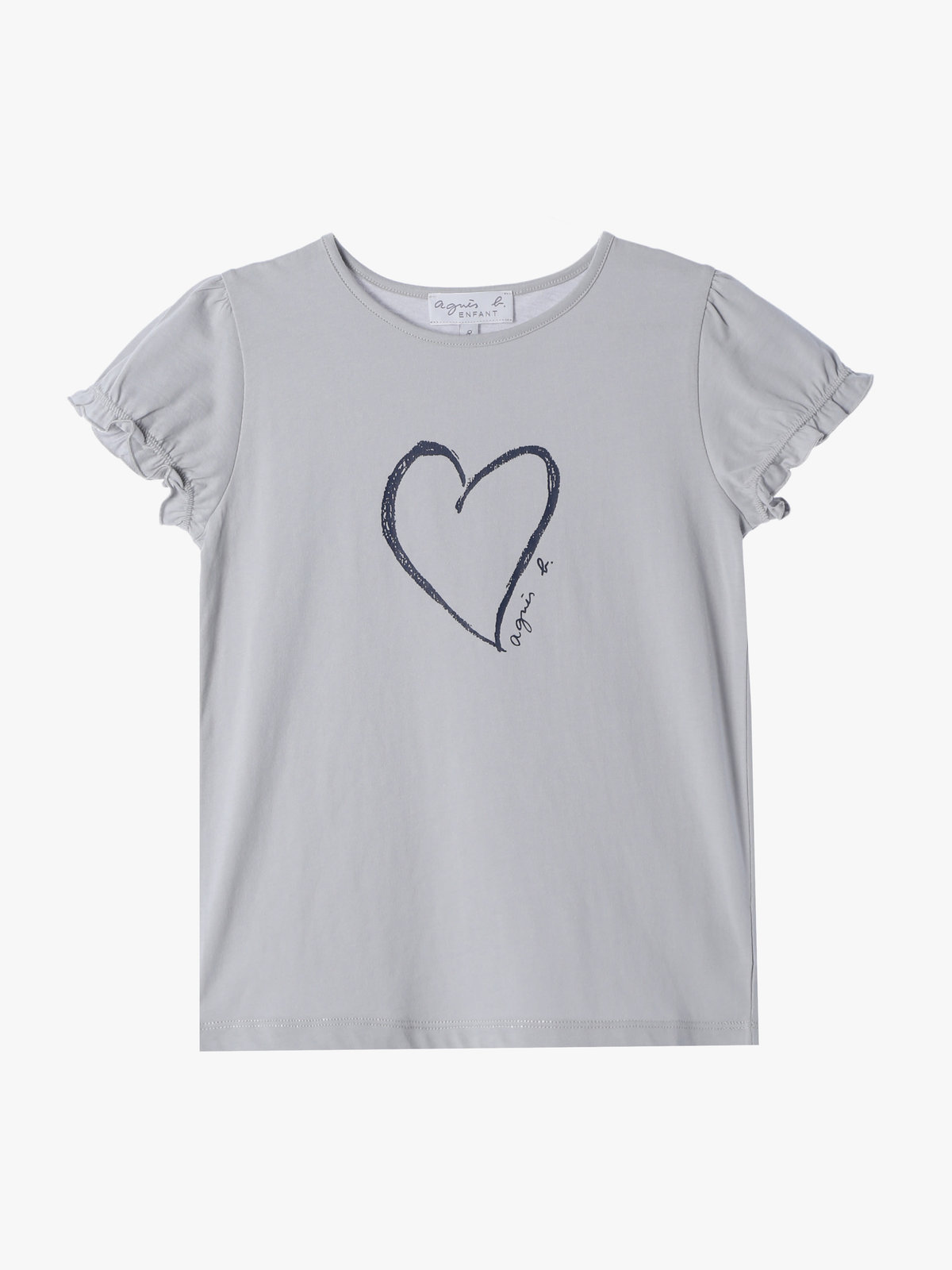 ENFANT ガールズ キッズ ハートプリント コットン 半袖 Tシャツ グレー