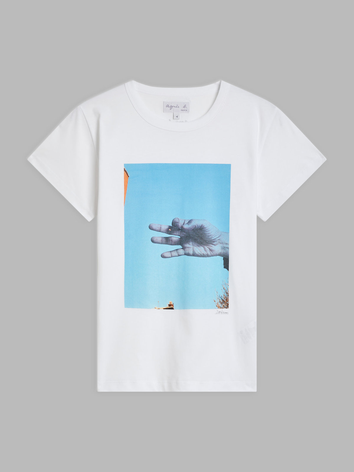 FEMME ウィメンズ プリント コットン 半袖 アーティスト Tシャツ "Jiro Konami" ホワイト