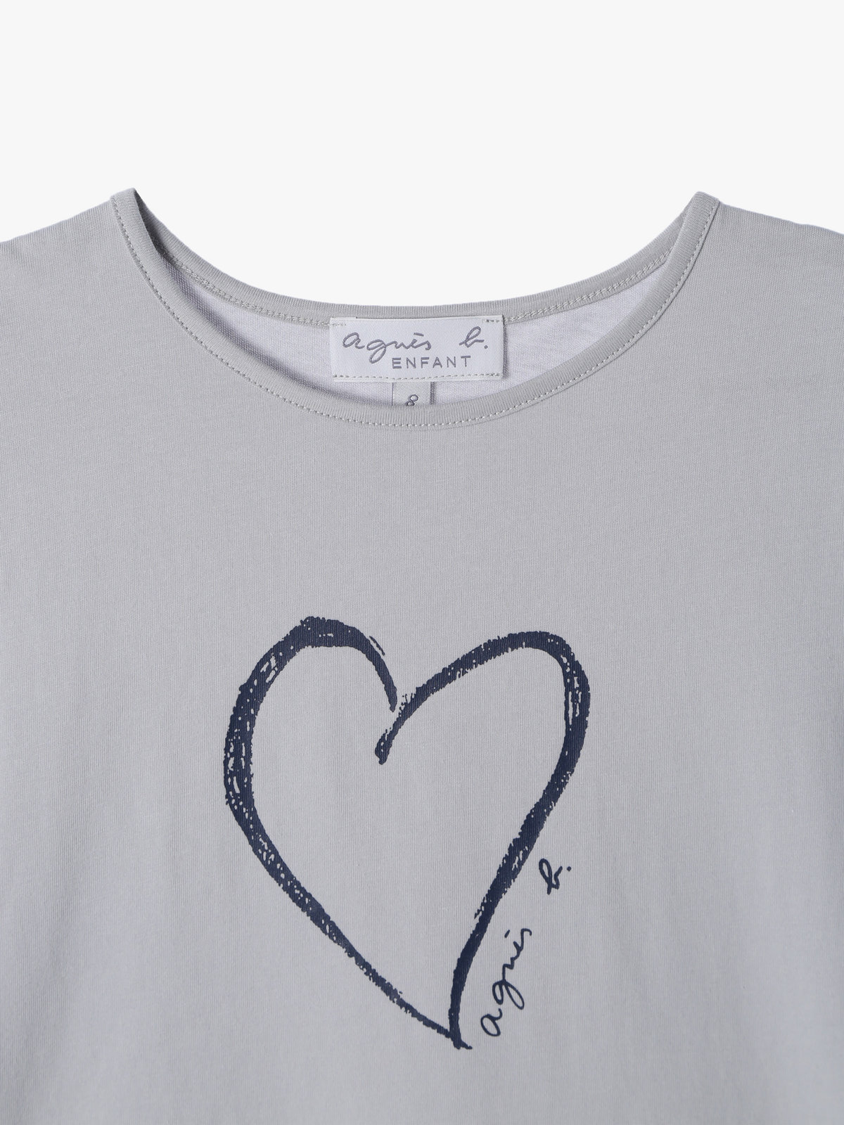 ENFANT ガールズ キッズ ハートプリント コットン 半袖 Tシャツ グレー