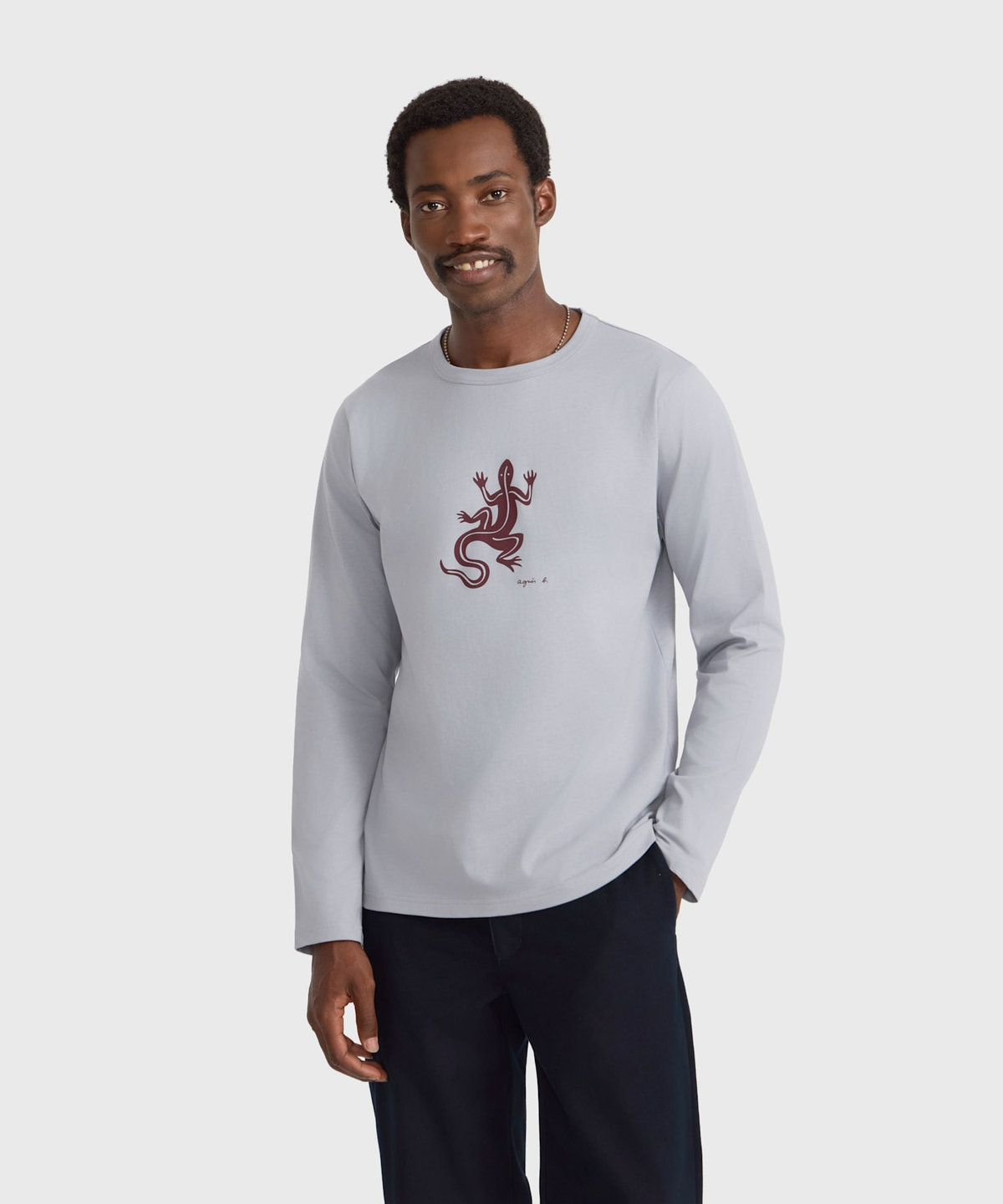 HOMME メンズ メンズ アイコニック プリント 長袖 Tシャツ "Lezard" グレー系その他
