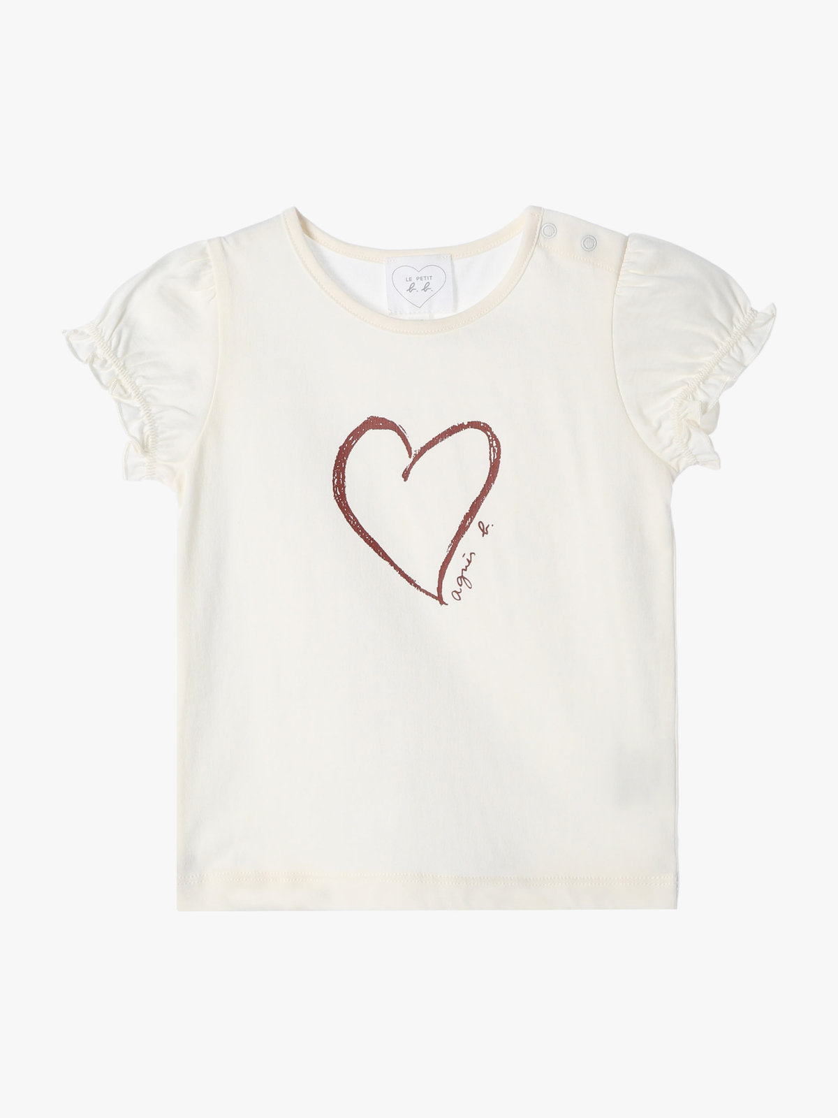 ENFANT ベビー ベビー ハートプリント コットン 半袖 Tシャツ ホワイト