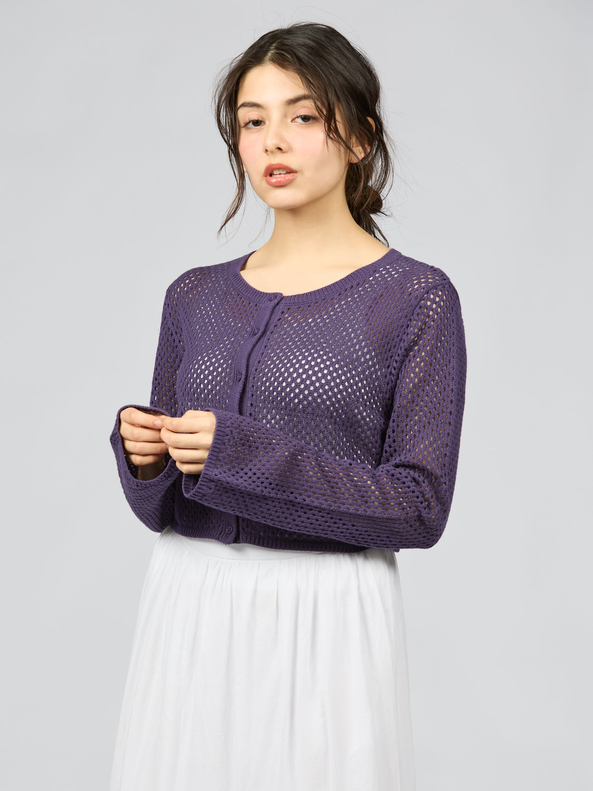 To b. by agnès b. 【Outlet】メッシュニットボレロ パープル