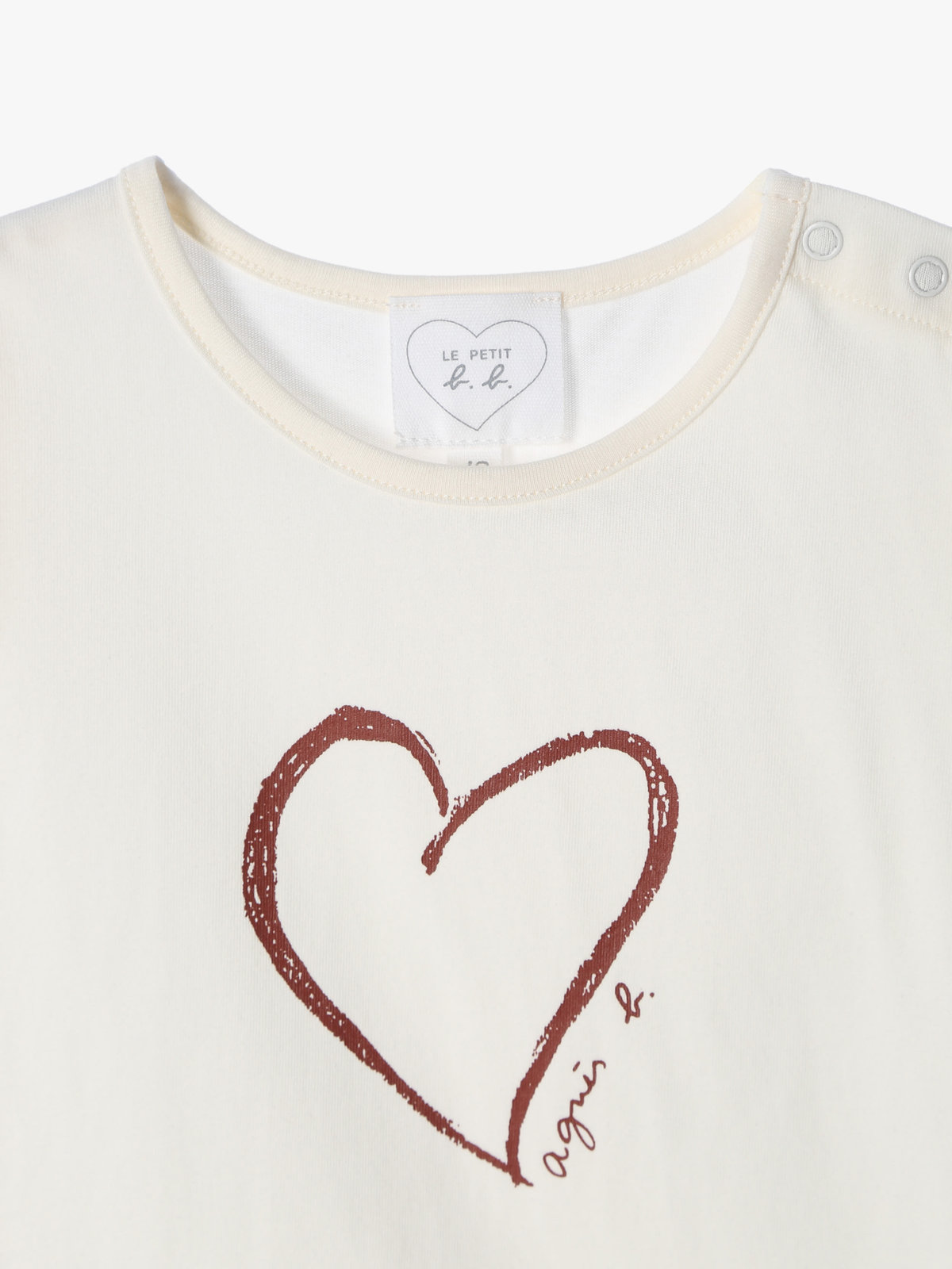 ENFANT ベビー ベビー ハートプリント コットン 半袖 Tシャツ ホワイト