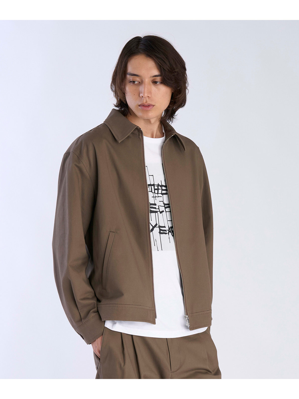 HOMME メンズ メンズ コットン 長袖 ジップアップジャケット ”Chet” グレー系その他