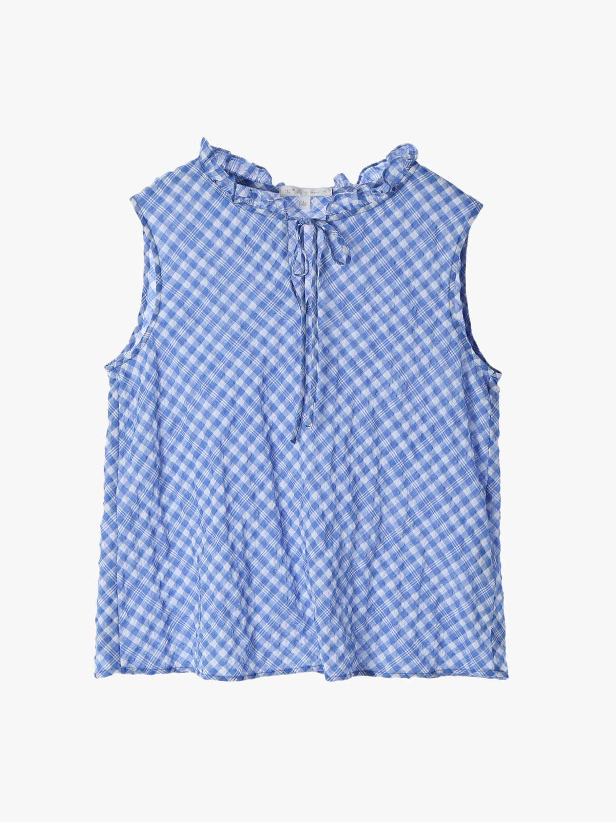 To b. by agnès b. 【Outlet】【セットアップ対応商品】ギンガム ノースリーブ ブラウス ブルー