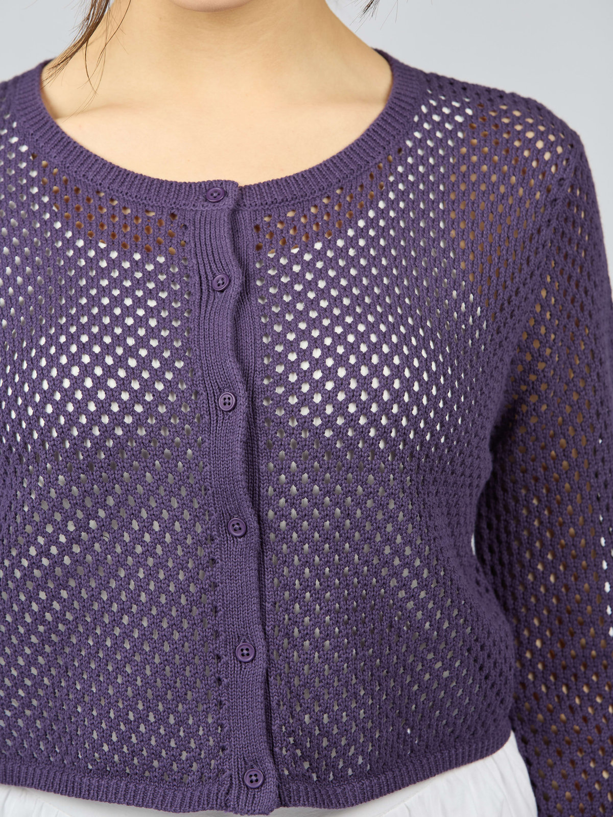 To b. by agnès b. 【Outlet】メッシュニットボレロ パープル