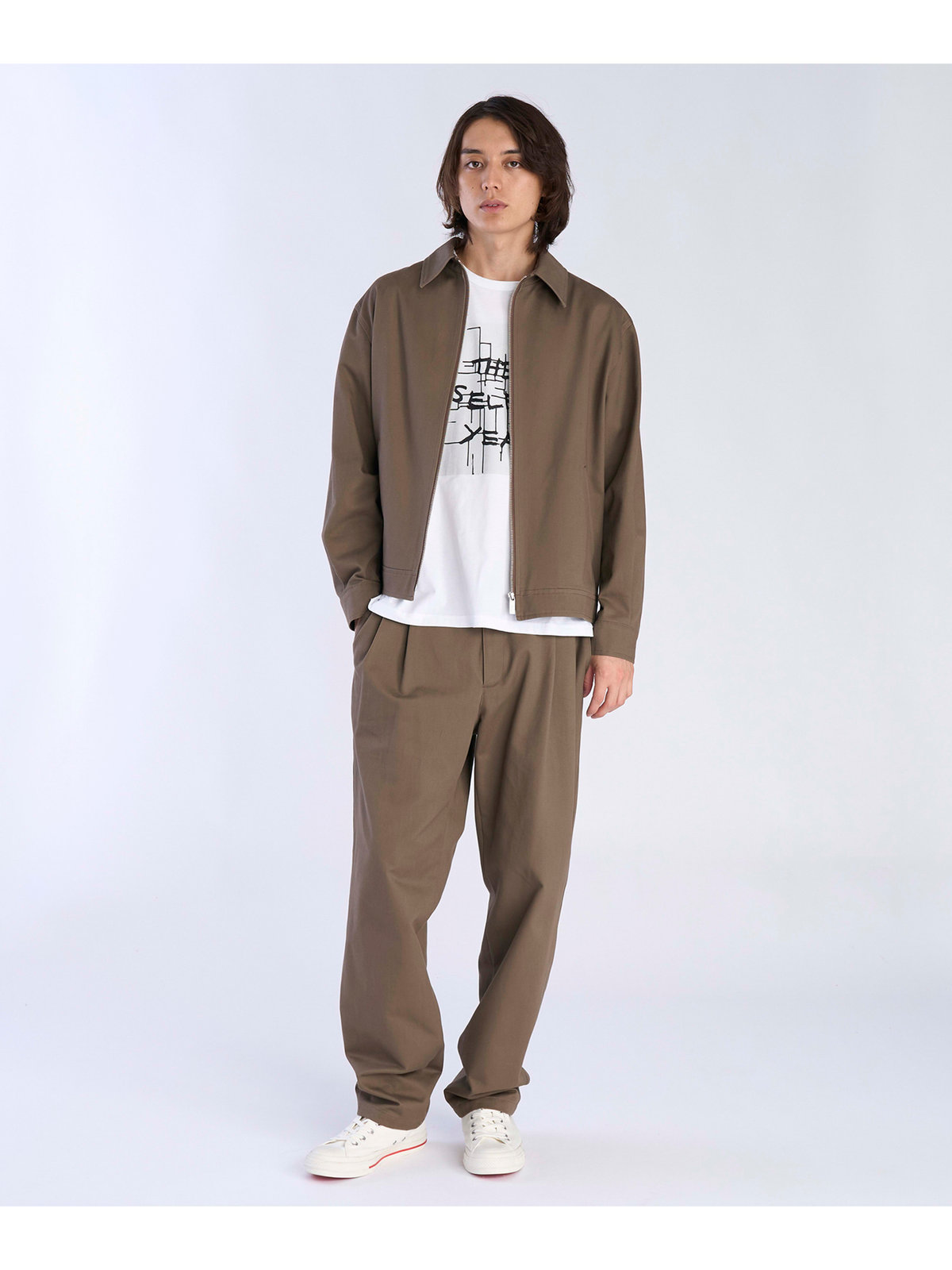 HOMME メンズ メンズ コットン 長袖 ジップアップジャケット ”Chet” グレー系その他