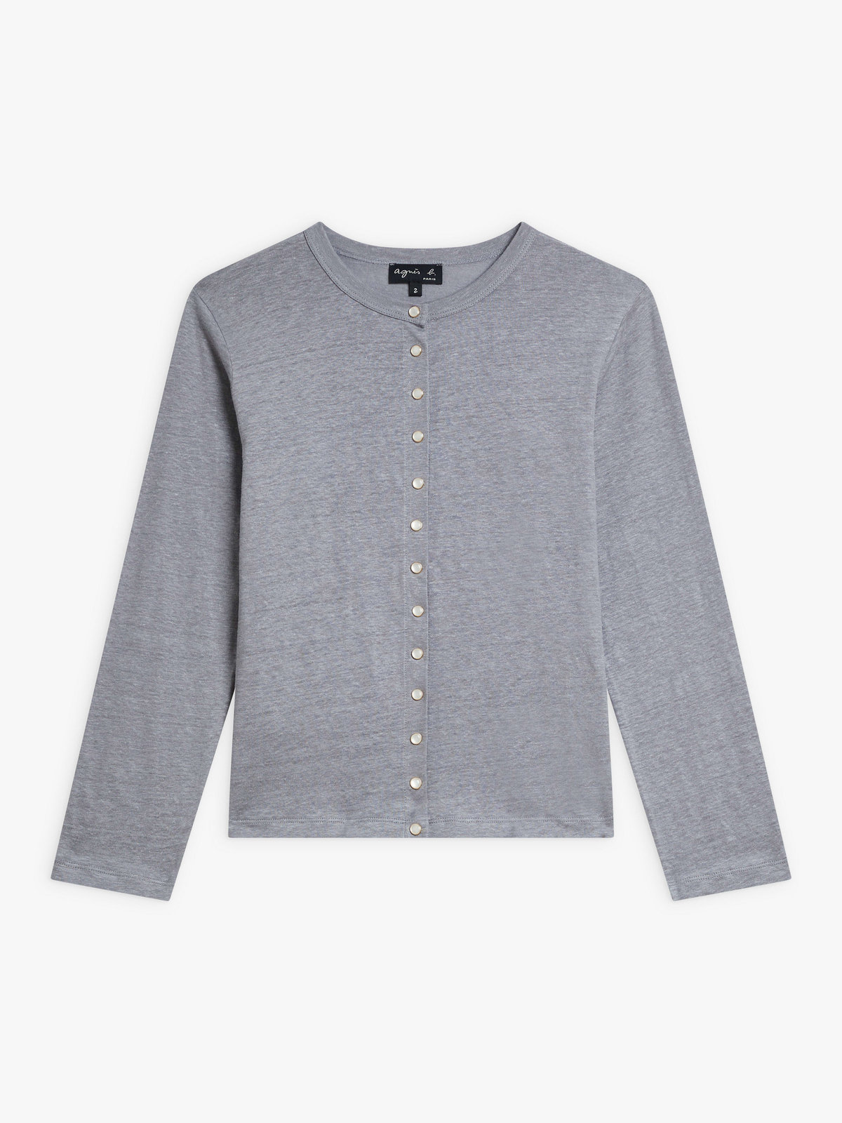 FEMME ウィメンズ リネン 長袖 カーディガンプレッション "Le Petit" グレー