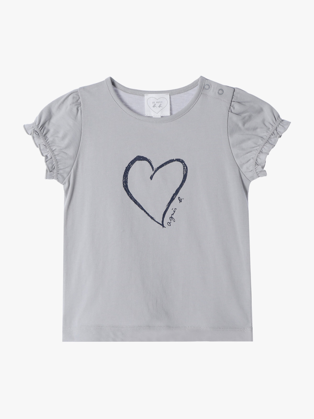 ENFANT ベビー ベビー ハートプリント コットン 半袖 Tシャツ グレー
