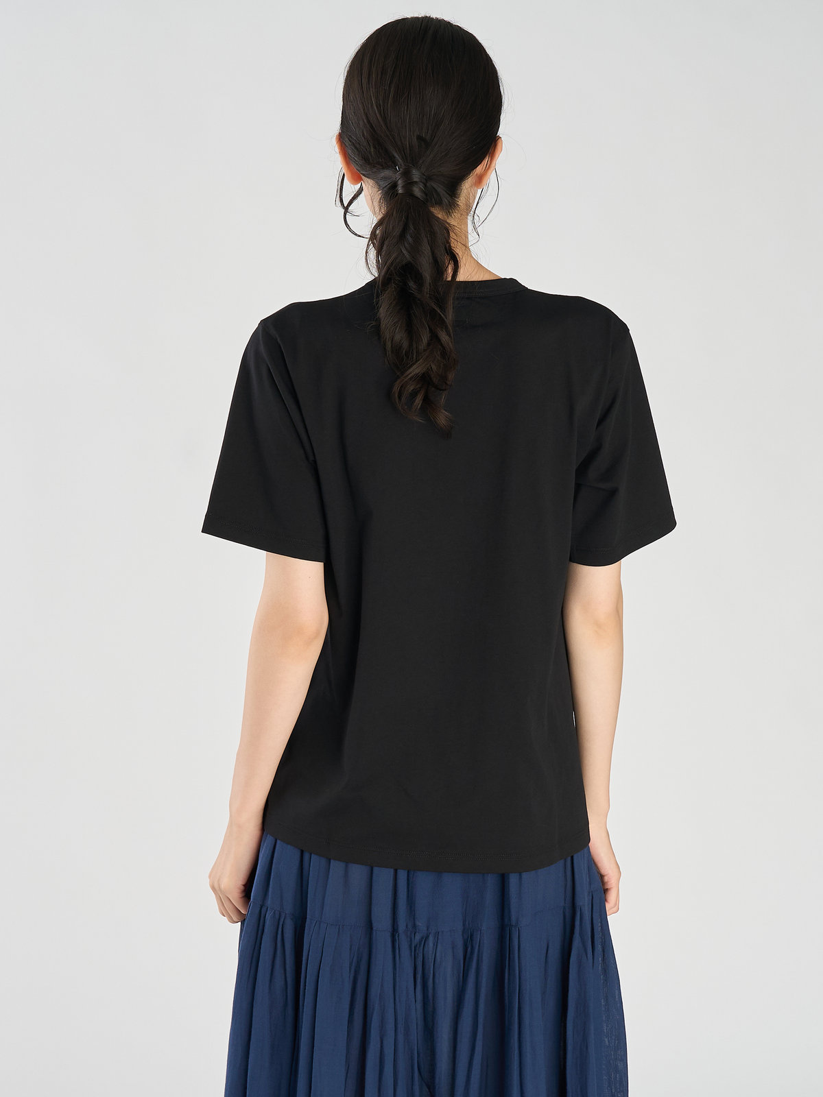 FEMME ウィメンズ "b" ロゴ 刺繍 コットン 半袖 Tシャツ "b. style" ブラック