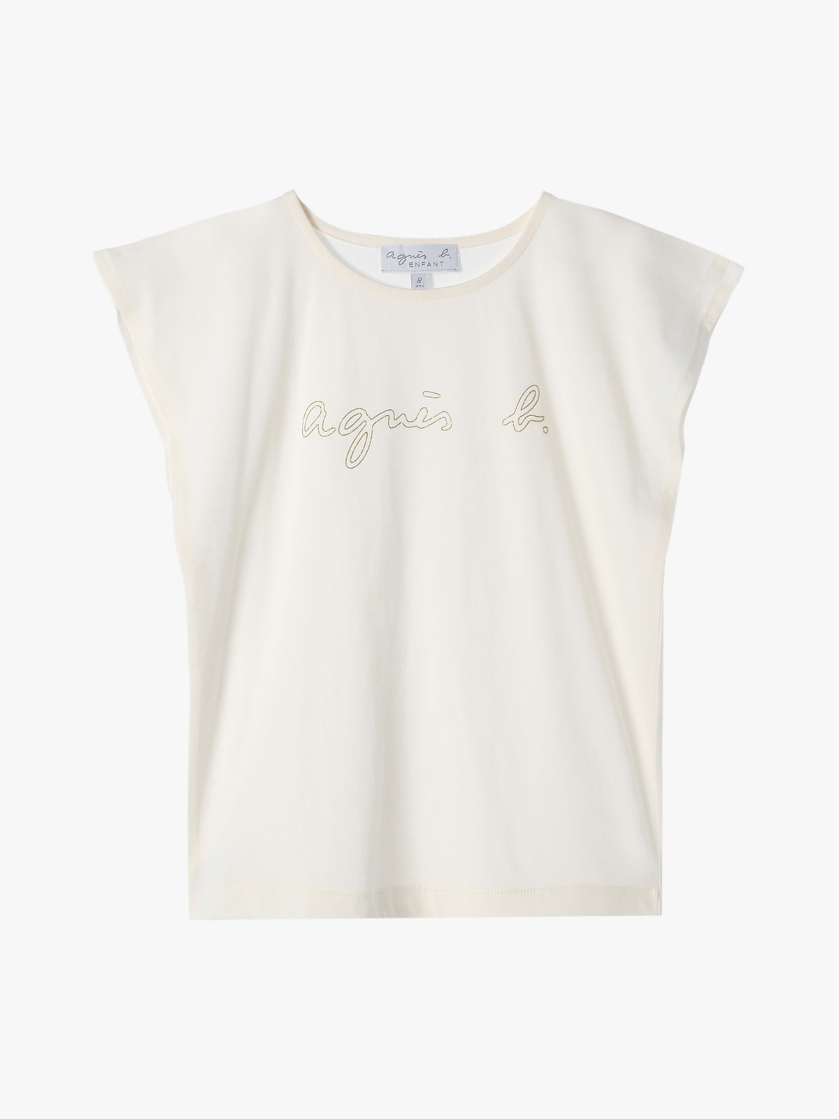 ENFANT ガールズ キッズ ロゴ コットン ノースリーブ Tシャツ "Rita" ホワイト