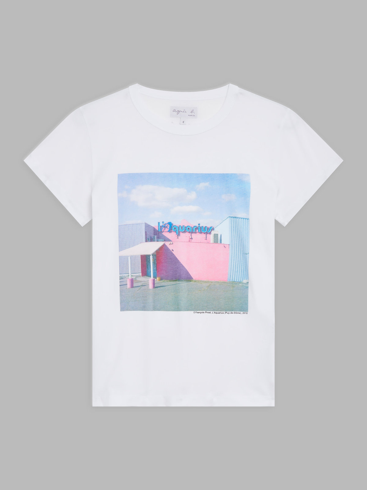 FEMME ウィメンズ プリント コットン 半袖 アーティスト Tシャツ "Francois Prost" ホワイト