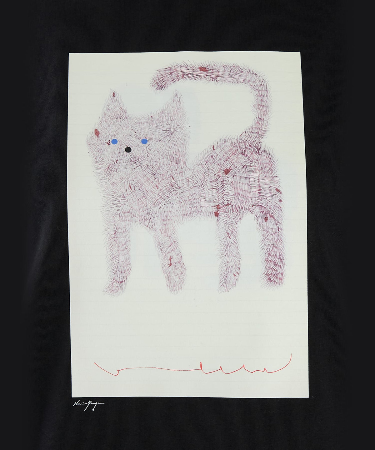 To b. by agnès b. Cat T オーガニックコットン 半袖 アーティストTシャツ ブラック