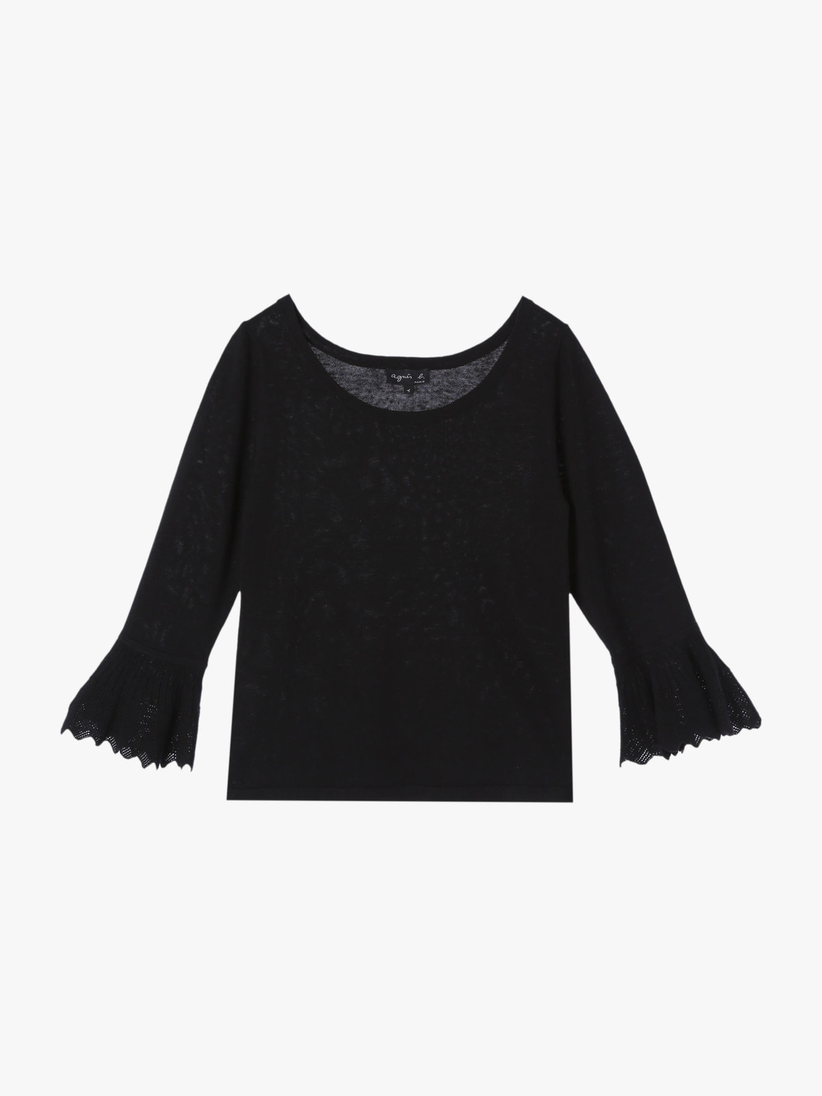 FEMME ウィメンズ 【Outlet】シルク リネン 7分袖 プルオーバー "Chantilly" ブラック