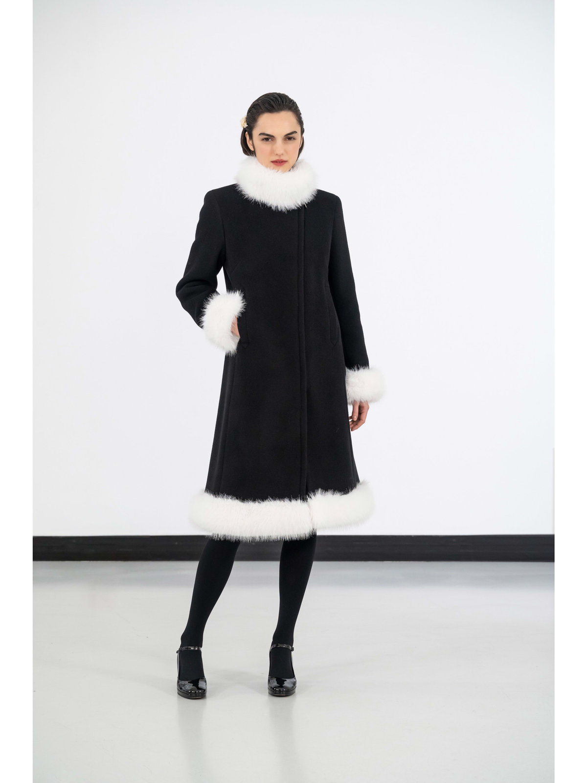 FEMME ウィメンズ 【Outlet】UBO5 MANTEAU ウールベルベット コート ブラック