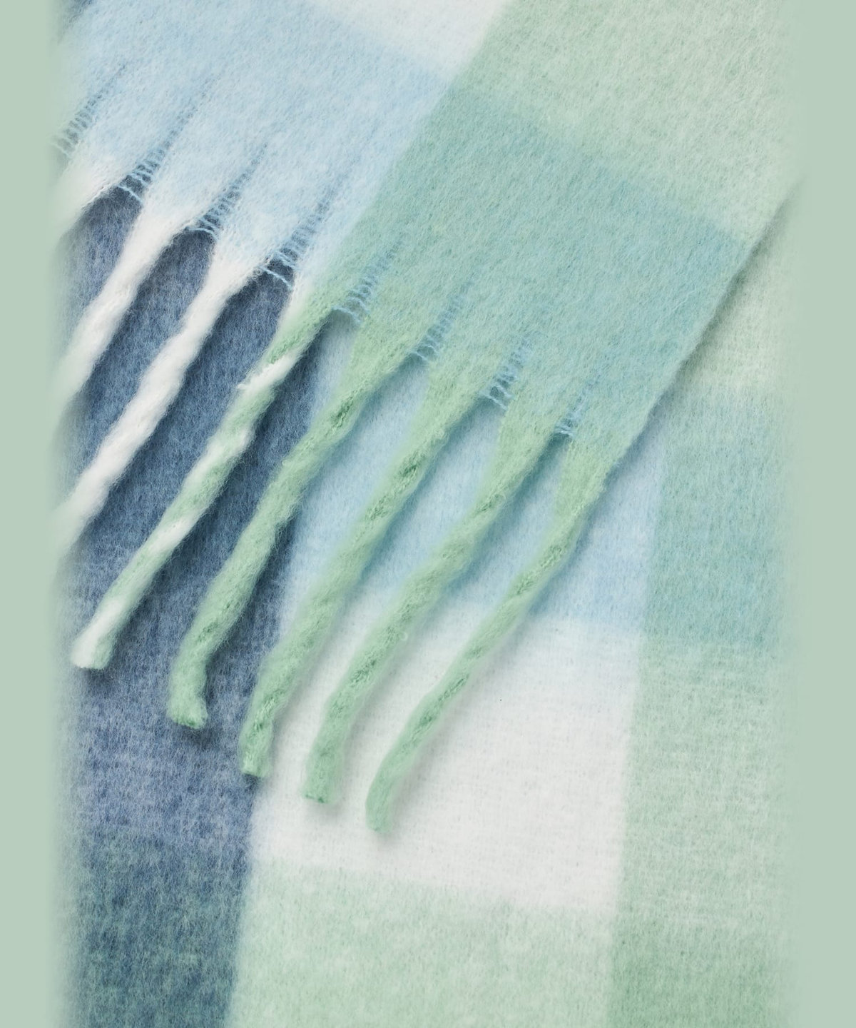 To b. by agnès b. ブロックチェック マフラー ブルー