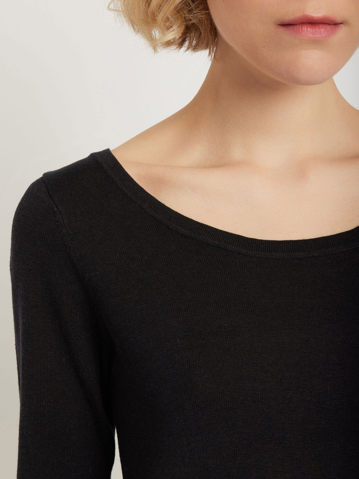 FEMME ウィメンズ 【Outlet】シルク リネン 7分袖 プルオーバー "Chantilly" ブラック