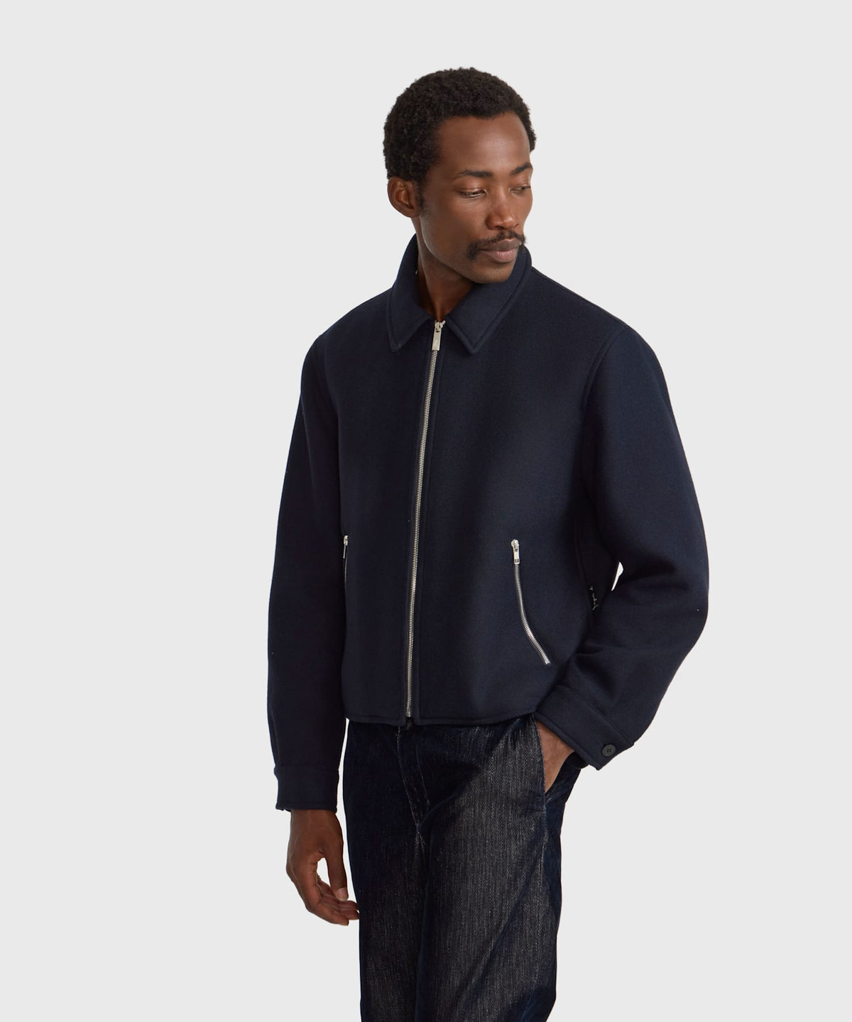 HOMME メンズ メンズ ウール 長袖 ジップアップブルゾン "New Chet" ブルー系その他