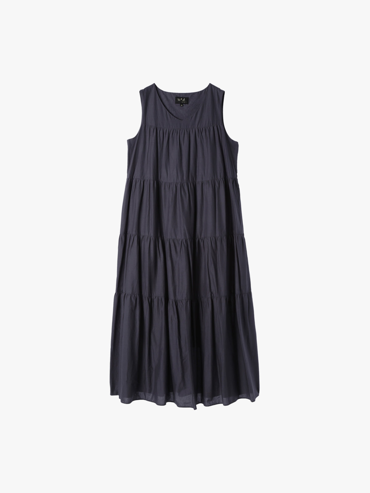 To b. by agnès b. 【Outlet】ブイネックティアードドレス チャコールグレー