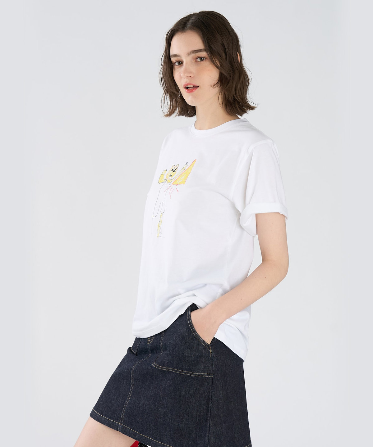 To b. by agnès b. Tiger T オーガニックコットン 半袖 アーティストTシャツ ホワイト