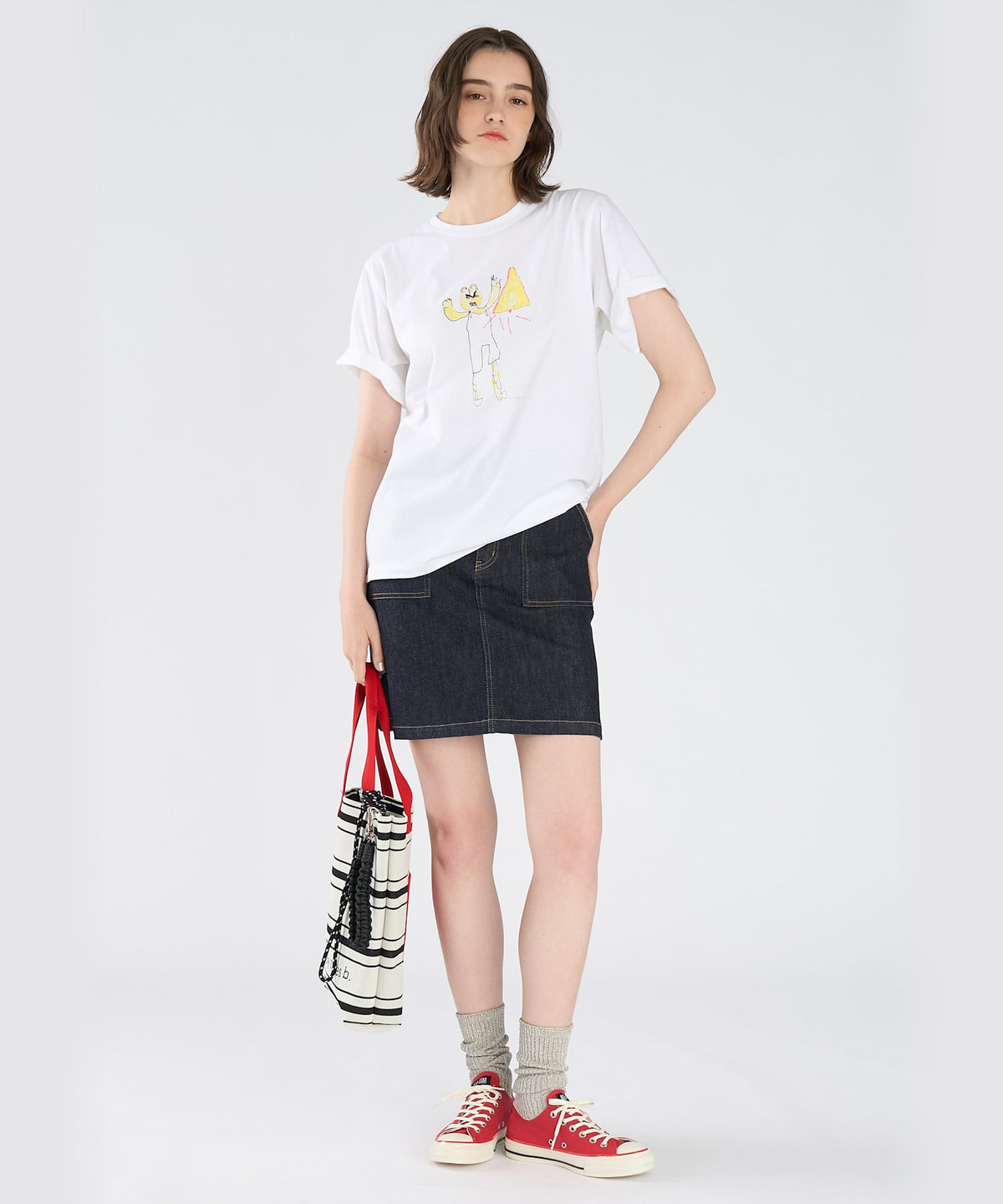To b. by agnès b. Tiger T オーガニックコットン 半袖 アーティストTシャツ ホワイト