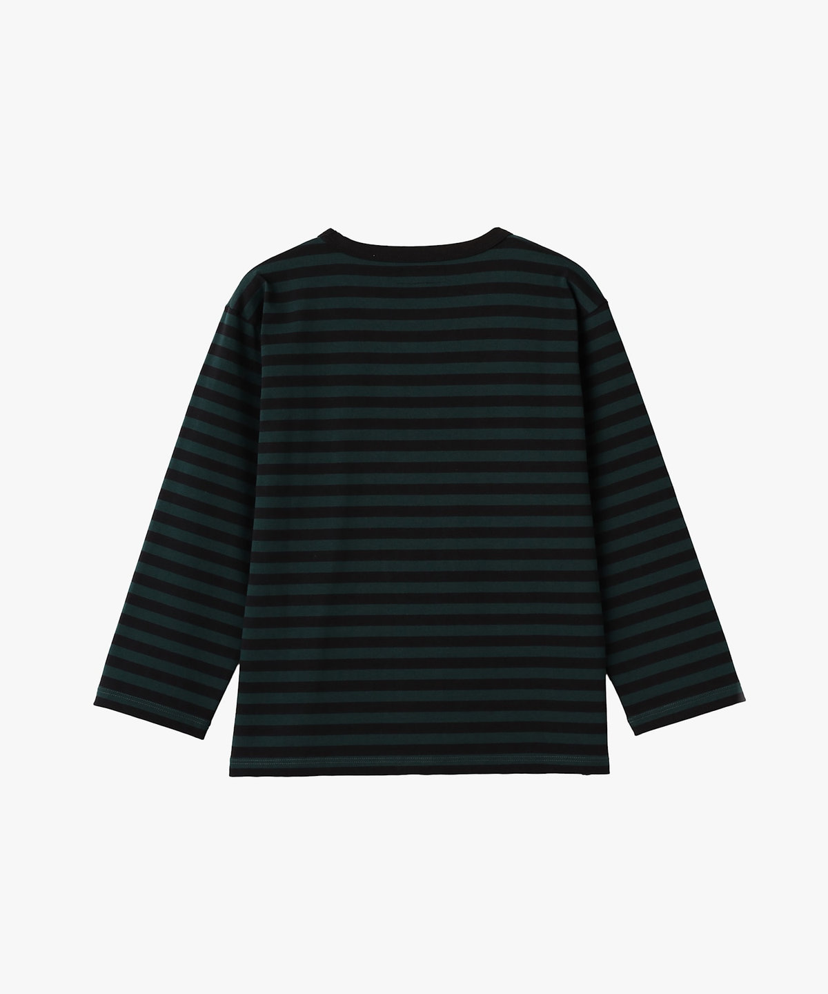 FEMME ウィメンズ 細ボーダー コットン 七分袖 Tシャツ "Lil Cool" ブラック×グリーン