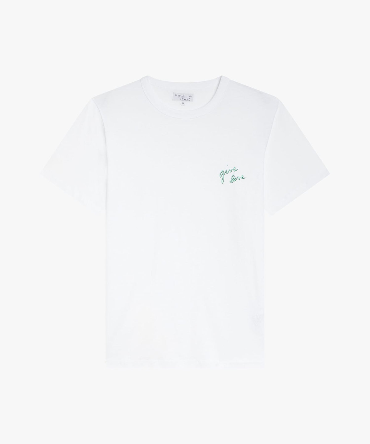 FEMME ウィメンズ メッセージ プリント コットン 半袖 Tシャツ "Give love" ホワイト