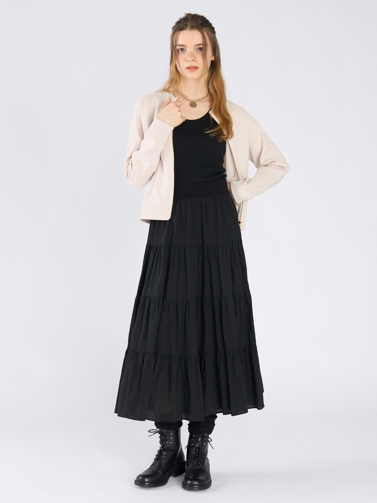 To b. by agnès b. ニット ジップアップ ブルゾン ホワイト