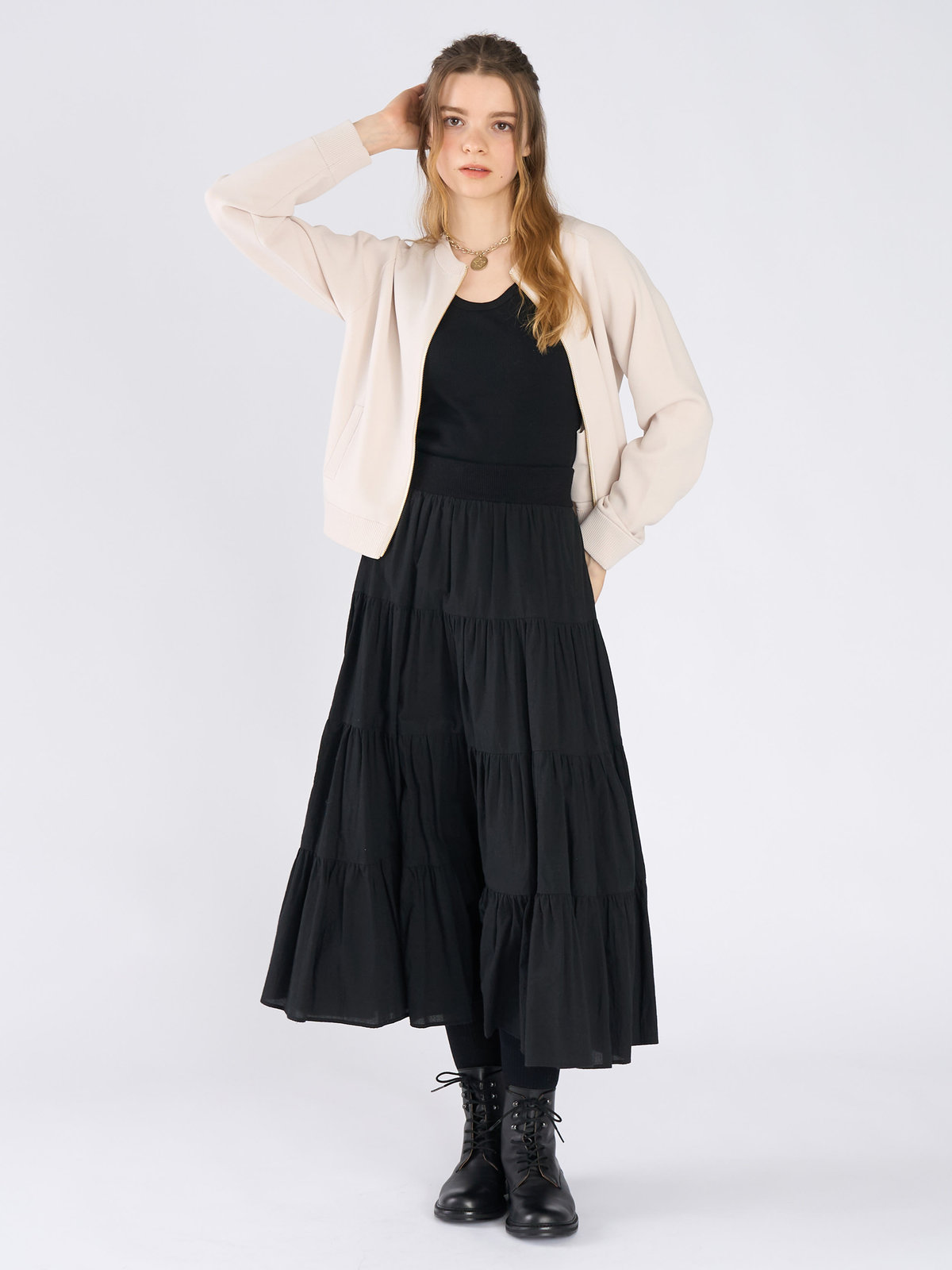 To b. by agnès b. ニット ジップアップ ブルゾン ホワイト