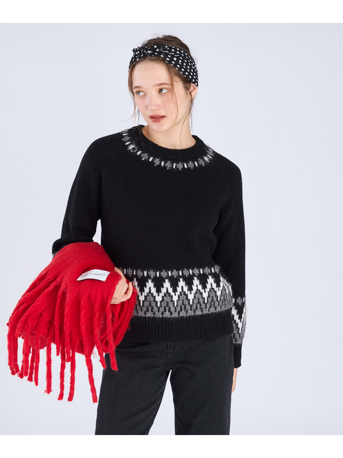 To b. by agnès b. 【Outlet】ノルディック ニット プルオーバー ブラック